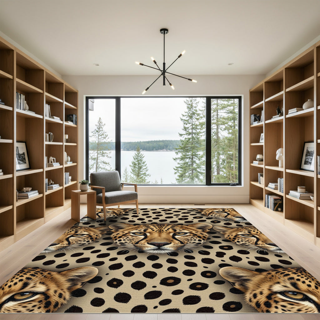 Golden Cheetah Spots Repeating Portrait Rug