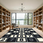 Monochromatic Grid Numerical Typographic Art Rug