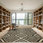 Art Deco Golden Geometric Diamond Rug