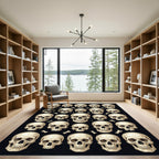 Monochromatic Skulls and Bones Tiled Art Rug