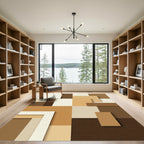 Earthy Tones Geometric Layered Squares Rug