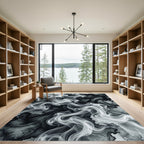 Monochromatic Swirls Smoke Abstract Rug