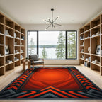 Bold Orange Chevron With Metal Frame Rug