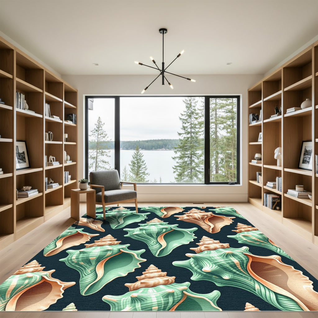 Sea Green Nautilus Shell Medley Rug