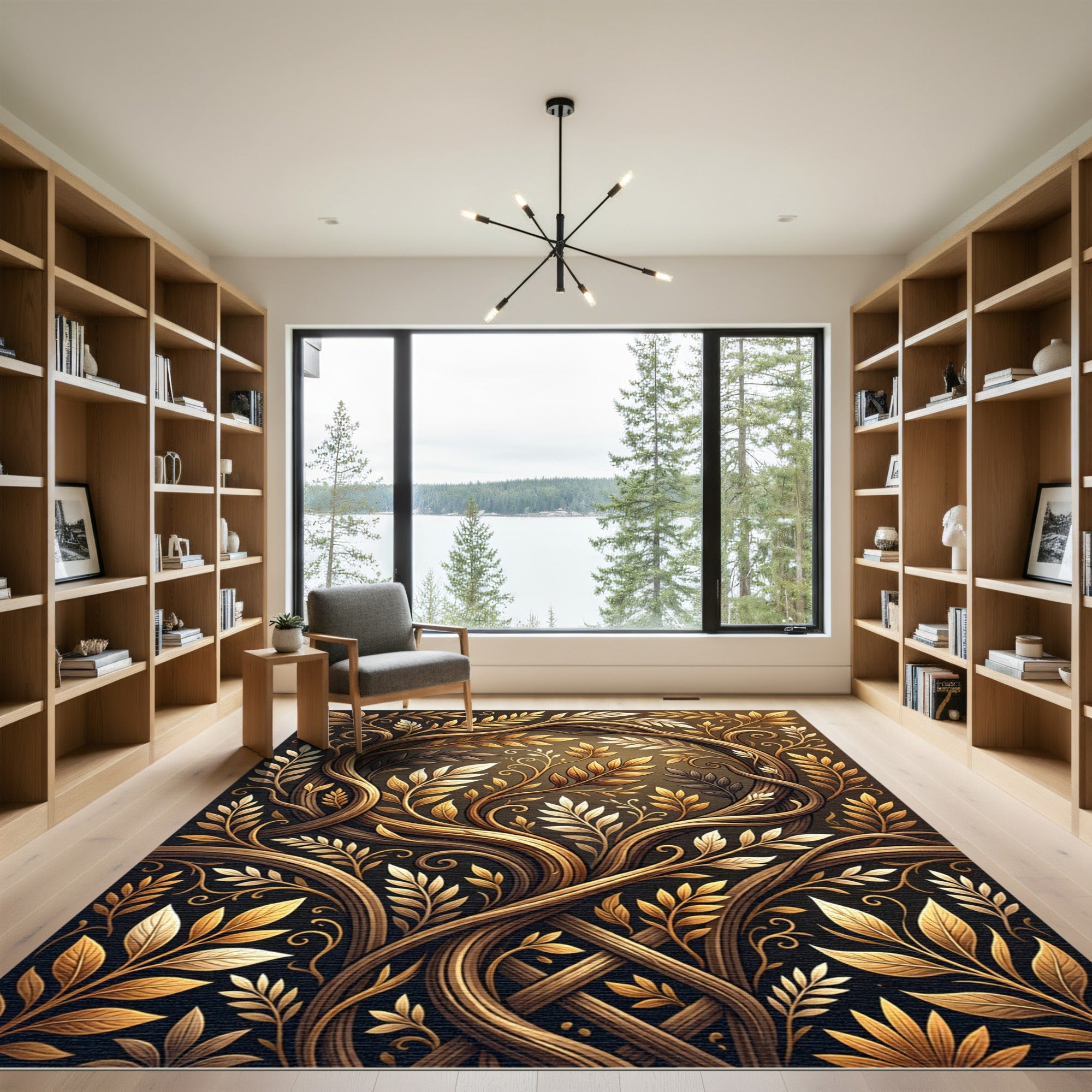 Gilded Leaf Vine Symmetry Rug