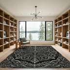 Ornate Silver Baroque Filigree Medallion Rug