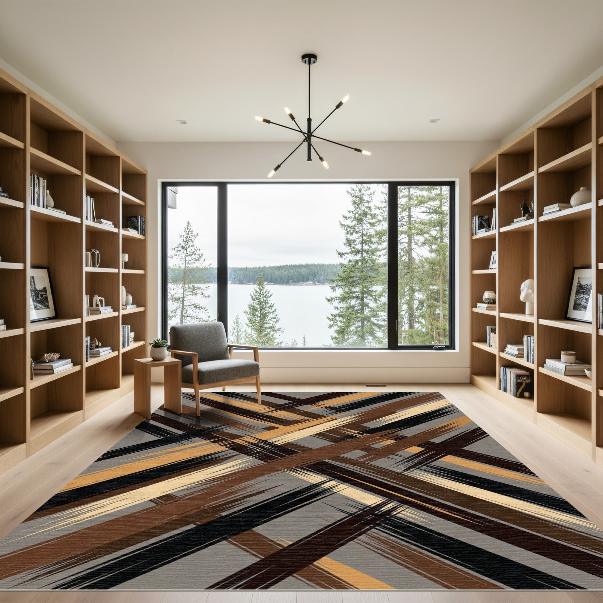 Earthy Tones Abstract Brush Stroke Rug