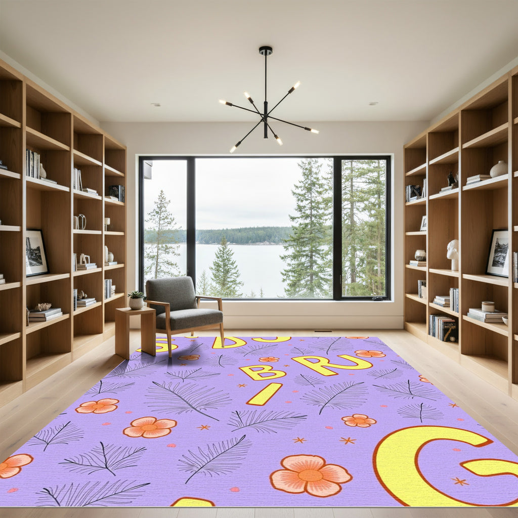 Light Purple Floral Alphabet Rug