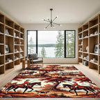 Hunting Scene Horse Carriage Autumn Foliage Rug