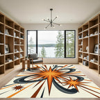 Mid-Century Orange Starburst Atomic Ray Rug
