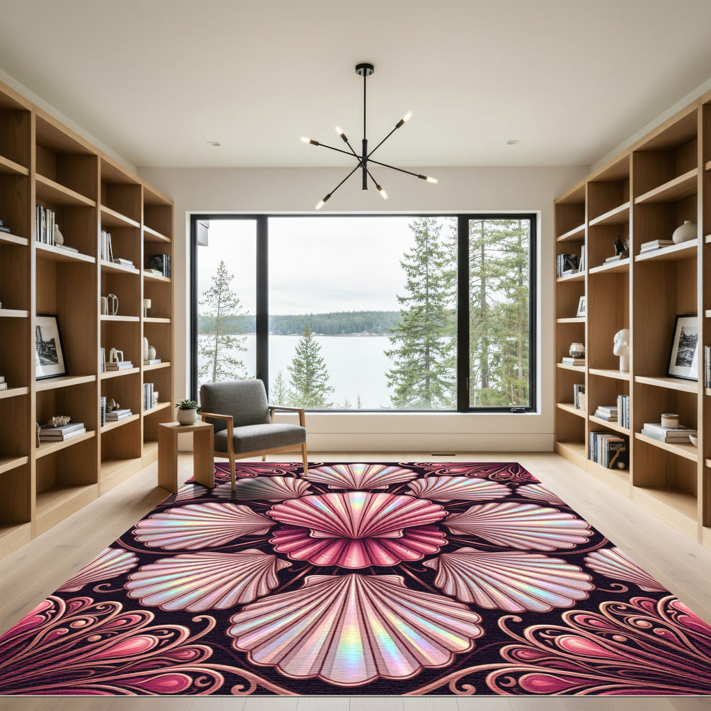 Pink Iridescent Scallop Art Nouveau Rug
