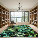 Abstract Microscopic Green Cellular Spheres Rug