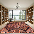 Aztec Sun Inspired Geometric Pyramid Art Rug