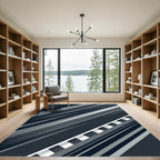 Modern Charcoal Gray Diagonal Striped Abstract Rug