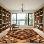 Terracotta Aztec Step Pyramid Geometric Rug