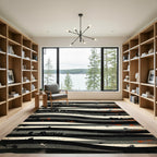 Farmhouse Landscape Black Cream Stripes Rug