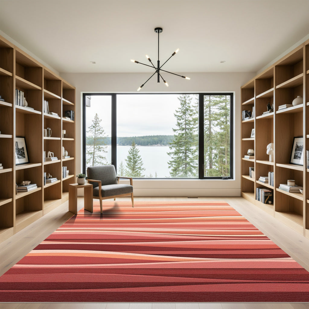 Coral Sunset Layered Wave Rug