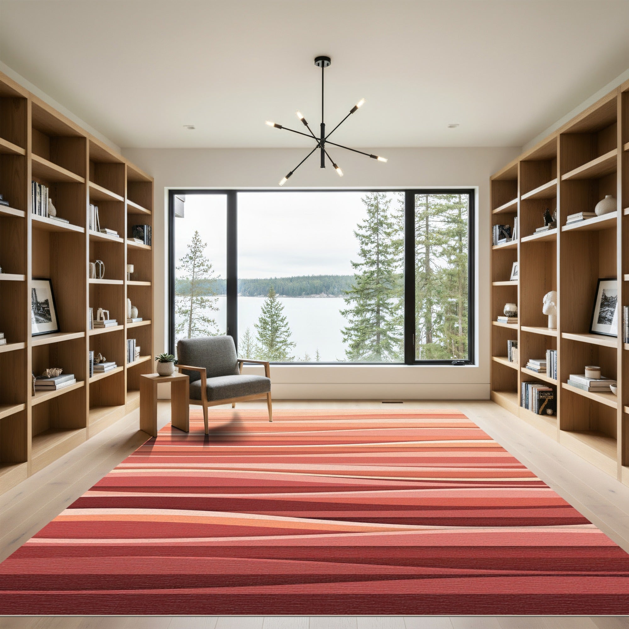Coral Sunset Layered Wave Rug