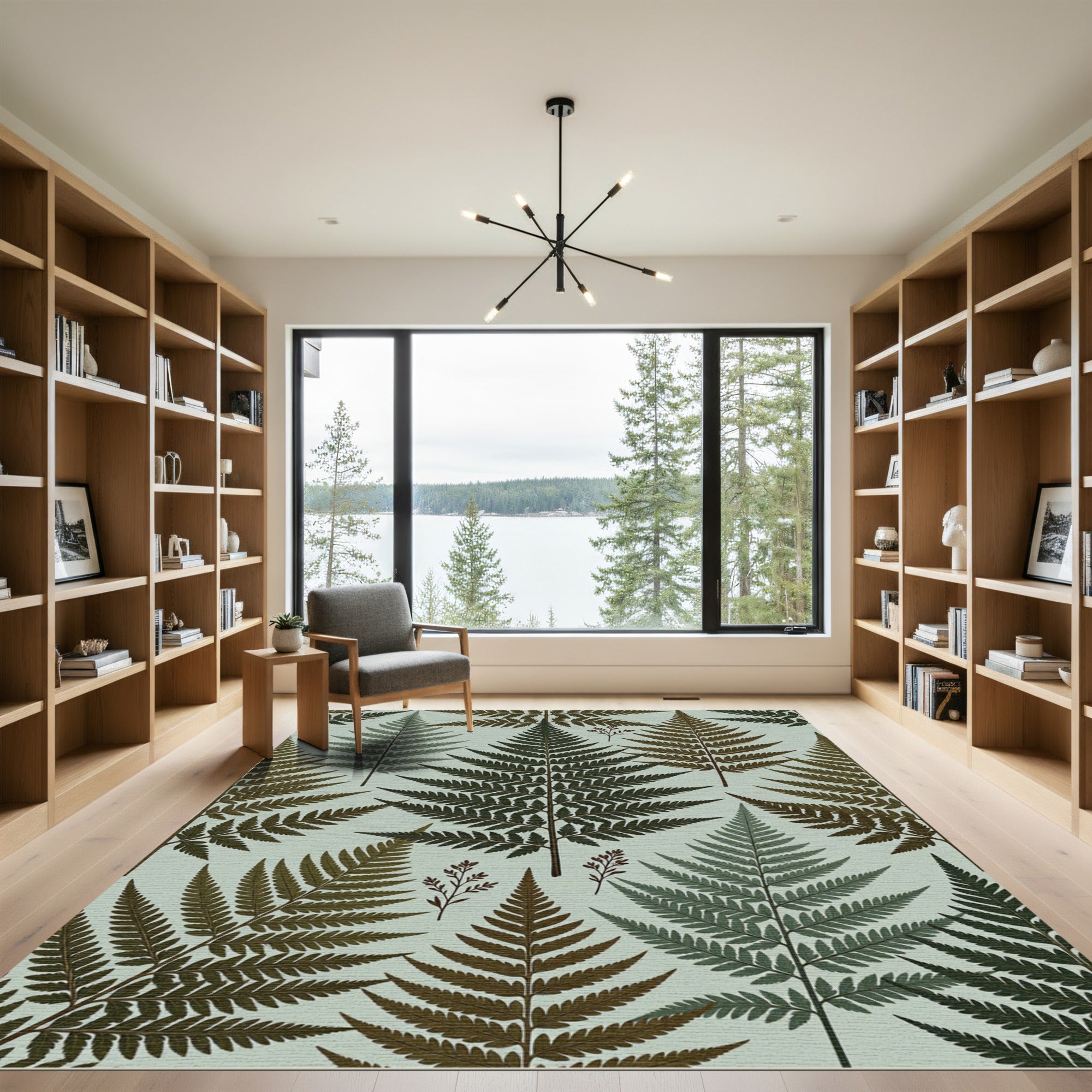 Botanical Forest Fern Sage Green Rug