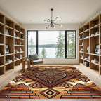 Geometric Aztec Pyramid Terracotta Area Rug