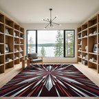 Radiant Silver Red Burst Rug