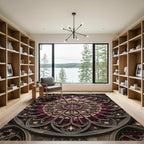 Gothic Crimson Cathedral Rose Medallion Rug