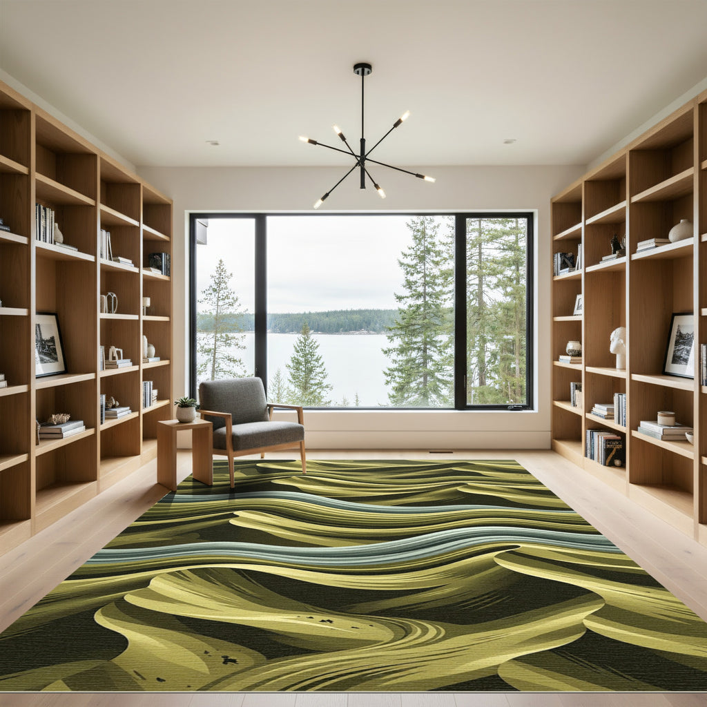 Golden Dune Waves Abstract Landscape Rug