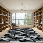 Grey Camouflage Cracked Branch Overlay Rug