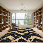 Black and Gold Distressed Chevron Rug