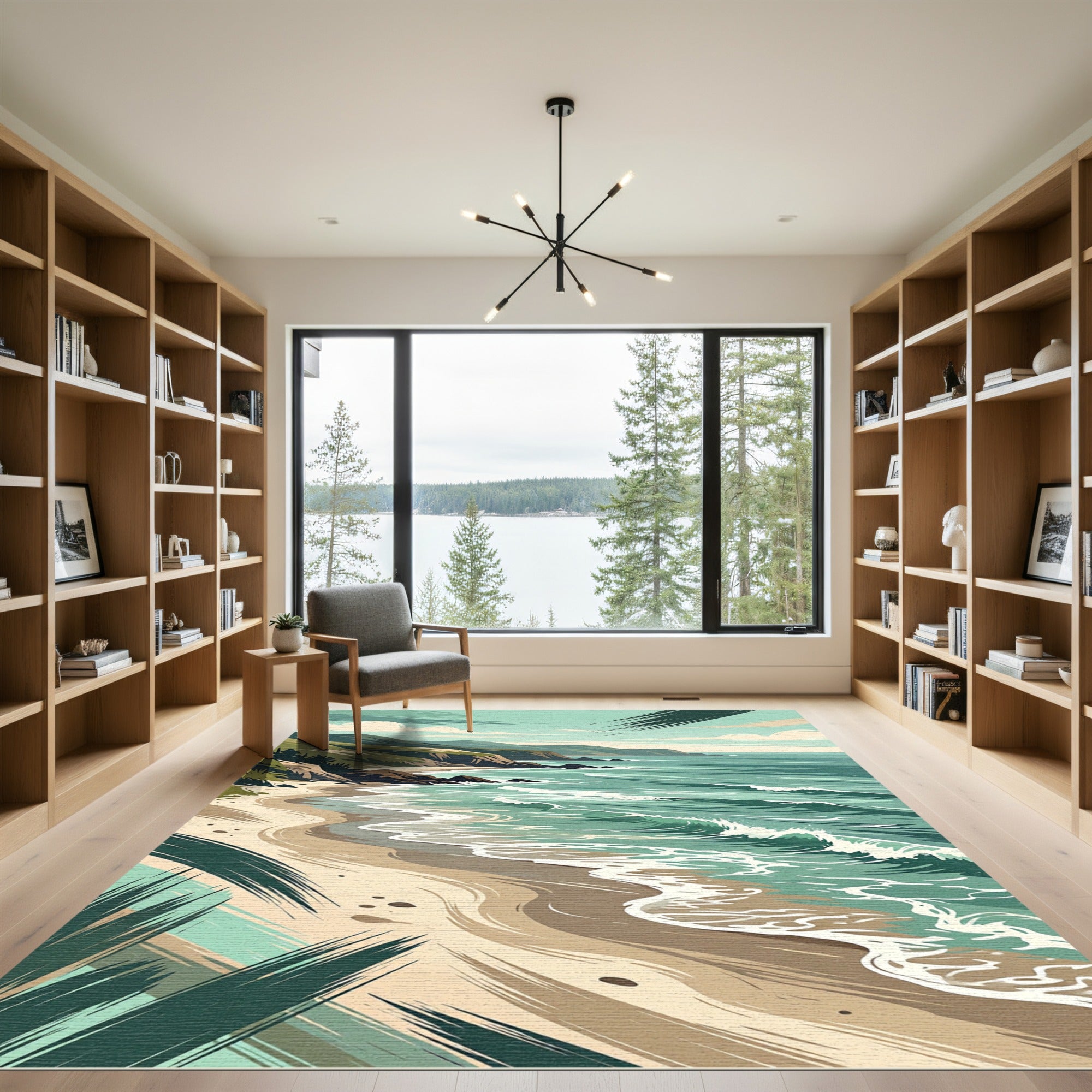 Coastal Wave Serene Seascape Landscape Rug