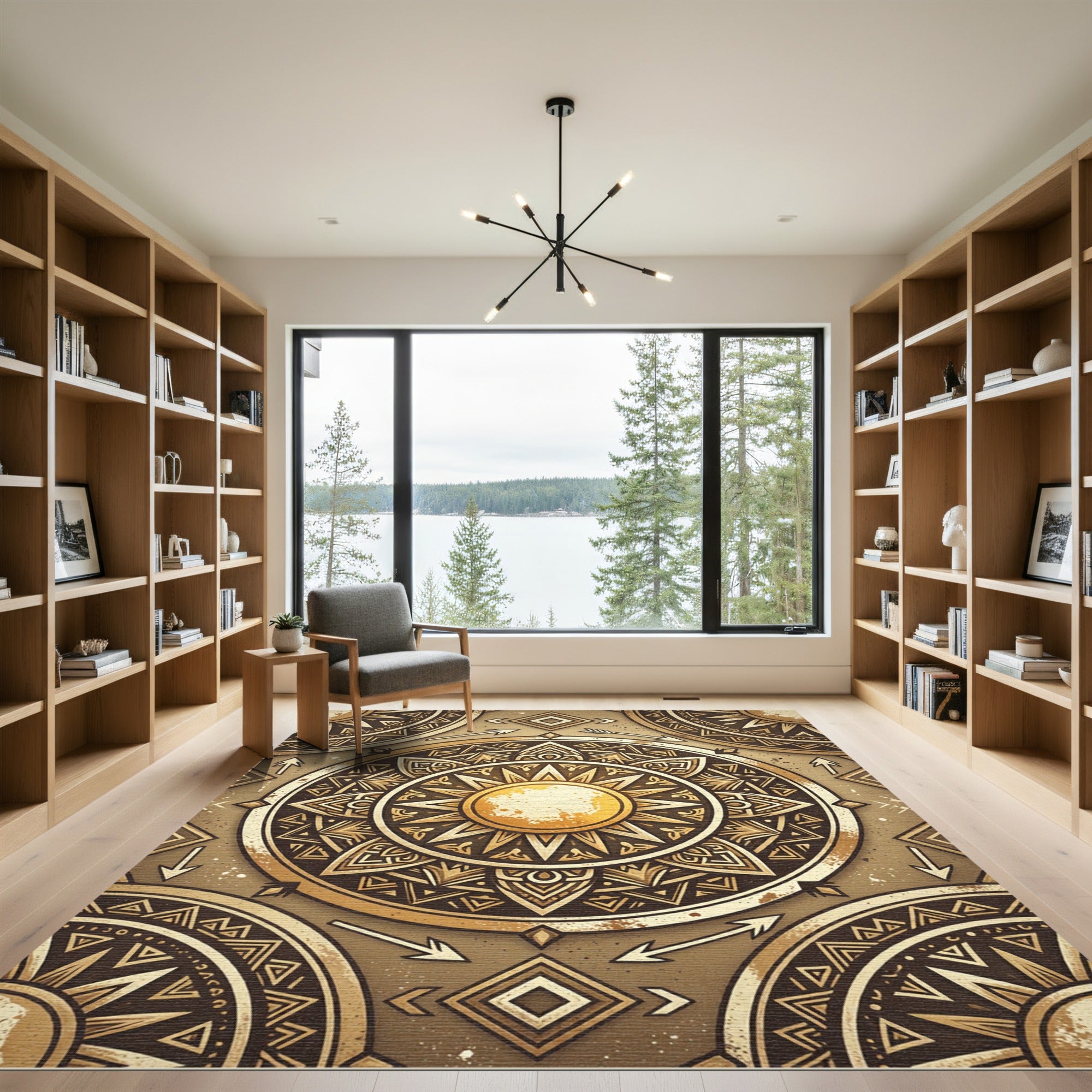 Golden Sun Tribal Mandala Rug