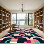 Modern Pink Arch Geometric Composition Rug