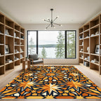 Orange Geometric Star Burst Rug