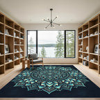 Azure Teal Floral Medallion Rug