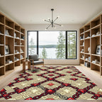 Red Diamond Chain Geometric Rug