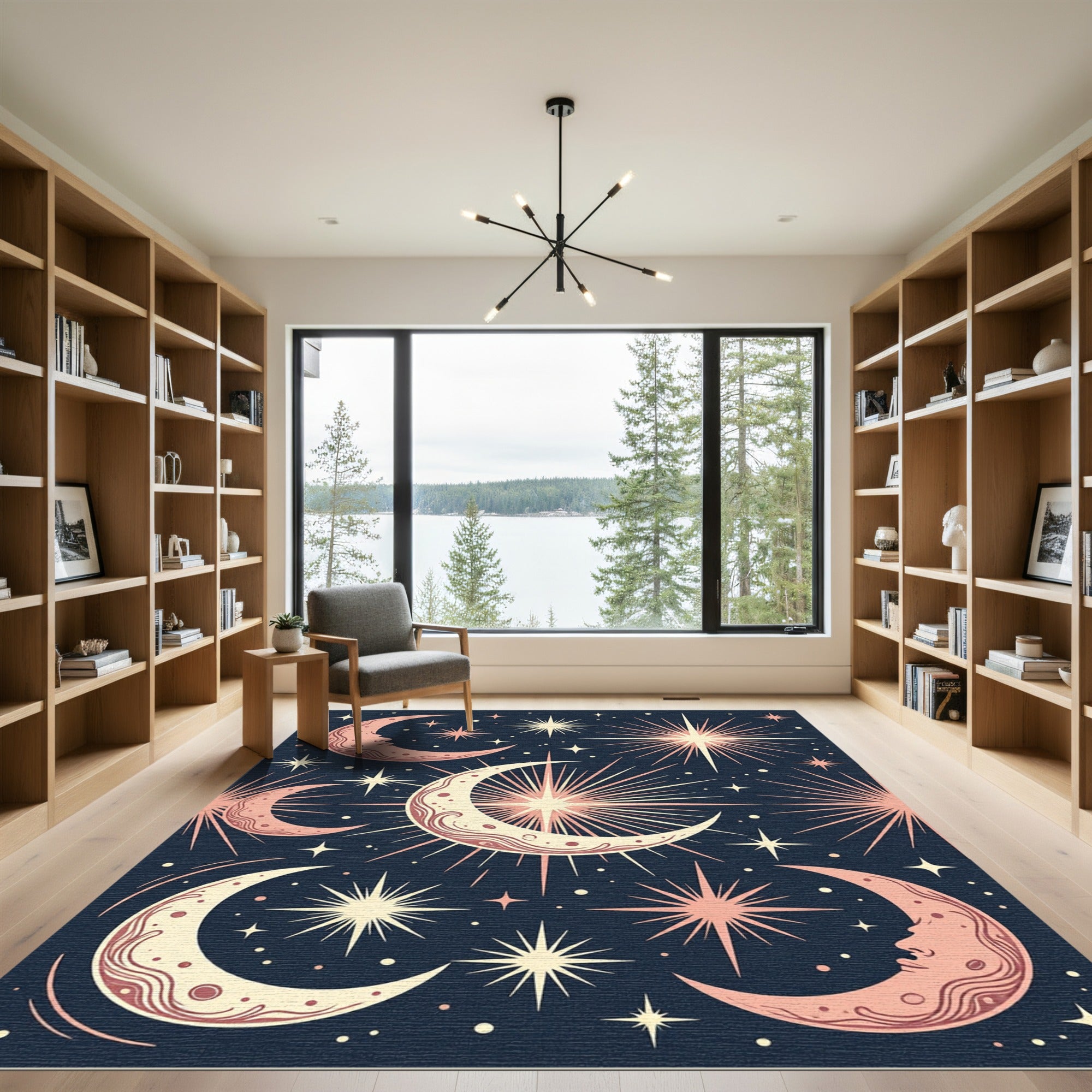 Celestial Moon and Starry Night Rug