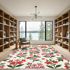 Pink Red Floral Sprig Garden Rug