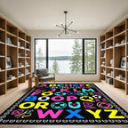 Vibrant Alphabet Soccer Balls Collection Rug