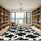 Abstract Black and Cream Spotted Rug