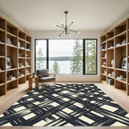 Textured Black Crosshatch Diamond Rug
