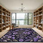 Elegant Purple Floral Botanical Garden Rug