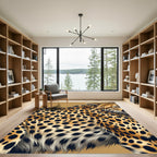Golden Leopard Spot Fur Texture Rug