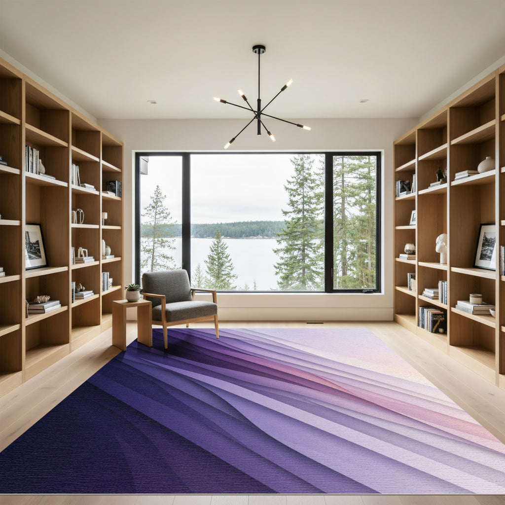 Deep Violet Amethyst Layered Waves Rug