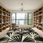 Art Deco Black Palm Frond Repeat Rug
