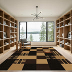Earthy Brown Geometric Nut Checkered Rug
