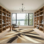 Abstract Gold Brushstroke Swirls Rug