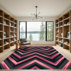 Bold Mauve and Charcoal Chevron Zigzag Rug