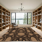 Sophisticated Bronze Interwoven Geometric Curve Rug