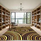 Golden Brown Concentric Circles Rug