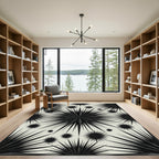 Black Spiky Starburst Geometric Rug